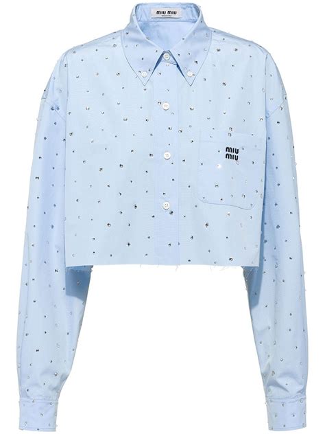 miu miu embellished crop top|michael miu shirt.